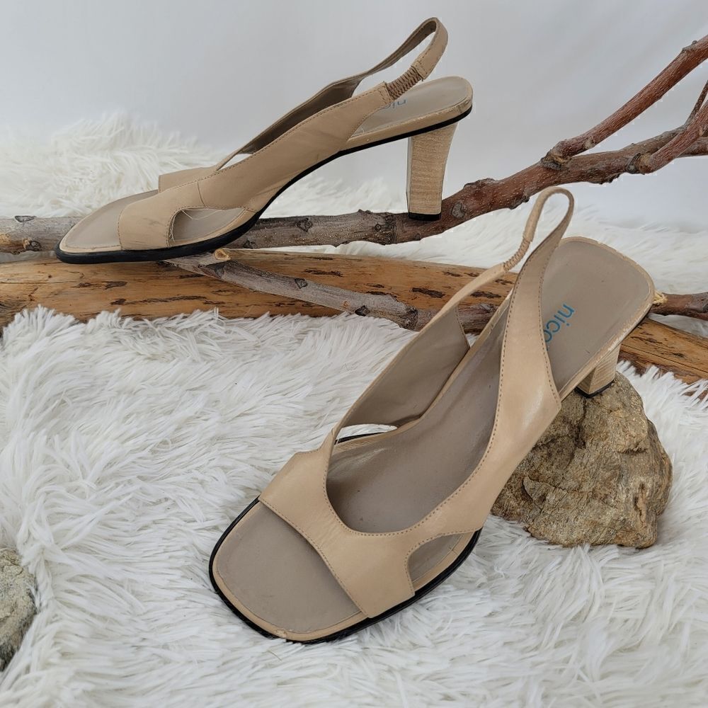 Nicole vintage y2k leather slingbacks nude square toe